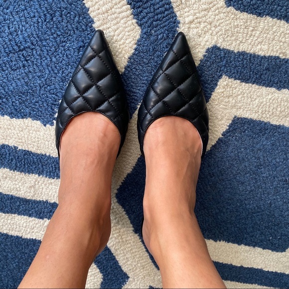 🖤 ZARA QUILTED POINTED TOE OPEN HEEL FAUX LEATHER HEELS! - Picture 3 of 11
